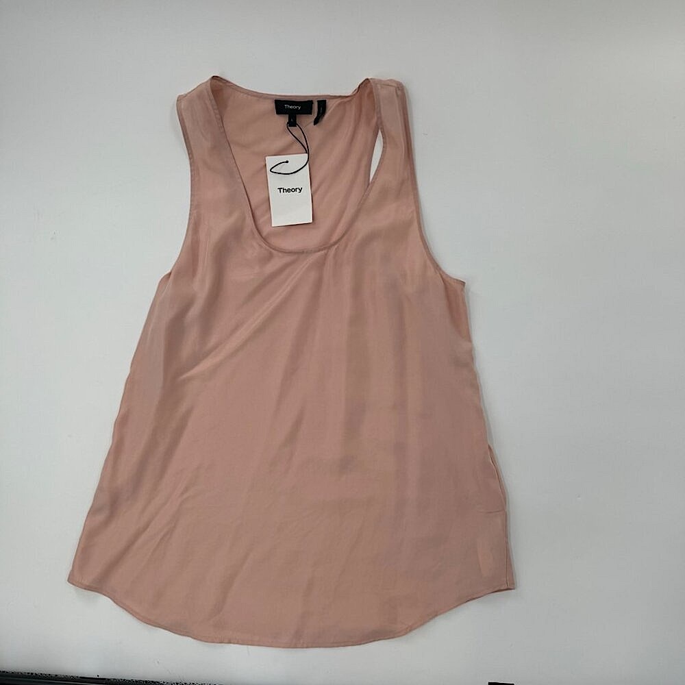 Theory Women's Silk Racerback Tank Top Light Pink Size L